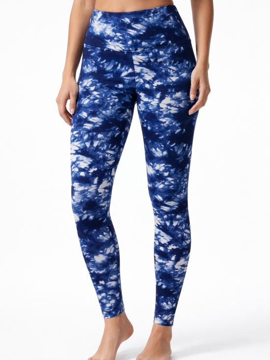 shosho Pants - Shosho blue tie-dye leggings, size L, soft stretch fabric, high-waisted athletic